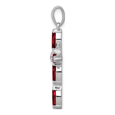 Sterling Silver Garnet & Diamond Cross Pendant – view 3