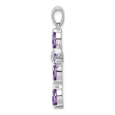 Sterling Silver Amethyst & Diamond Pendant – view 3