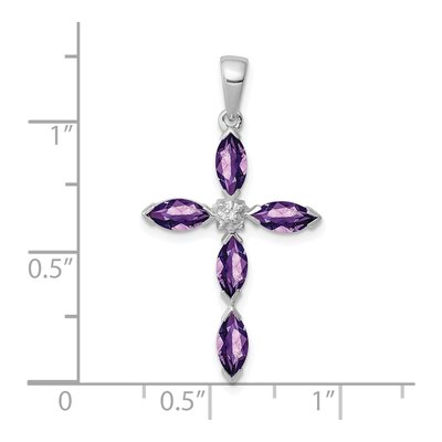 Sterling Silver Amethyst & Diamond Pendant – view 4