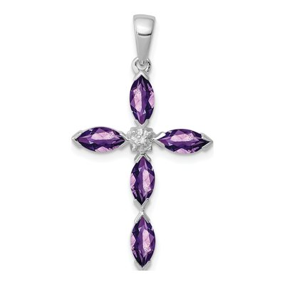 Sterling Silver Amethyst & Diamond Pendant