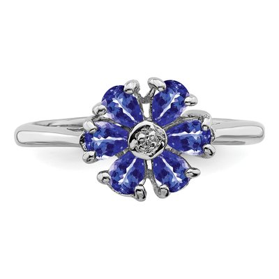 Sterling Silver Tanzanite & Diamond Ring – view 5