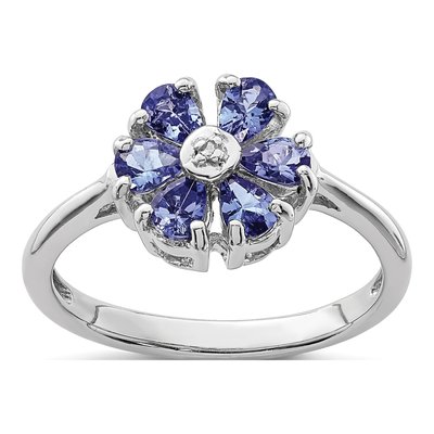 Sterling Silver Tanzanite & Diamond Ring