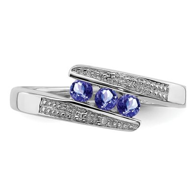 Sterling Silver Tanzanite & Diamond Ring – view 6