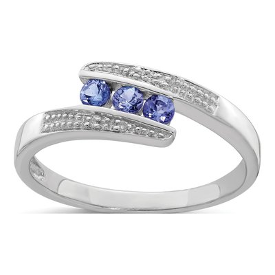 Sterling Silver Tanzanite & Diamond Ring