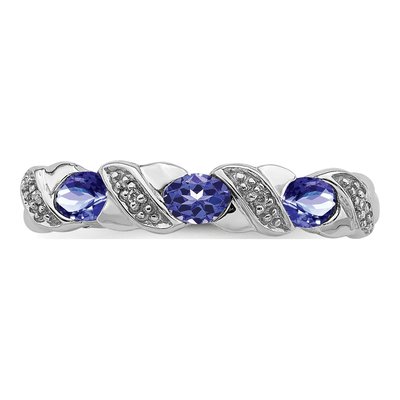 Sterling Silver Tanzanite & Diamond Ring – view 6