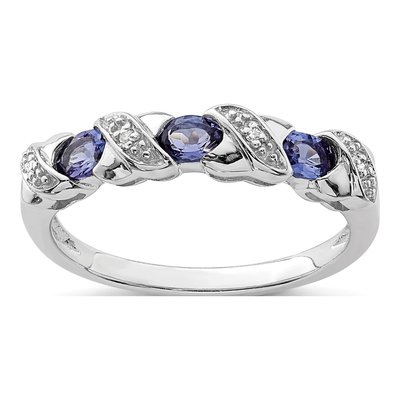 Sterling Silver Tanzanite & Diamond Ring