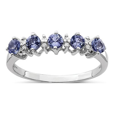 Sterling Silver Tanzanite & Diamond Ring