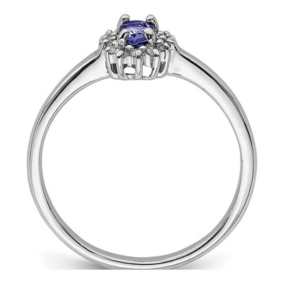Sterling Silver 1/20 ct tw Tanzanite & Diamond Oval Ring – view 2