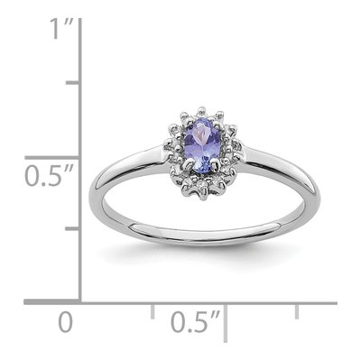 Sterling Silver 1/20 ct tw Tanzanite & Diamond Oval Ring – view 3