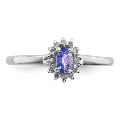 Sterling Silver 1/20 ct tw Tanzanite & Diamond Oval Ring – view 5
