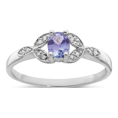 Sterling Silver Tanzanite & Diamond Ring