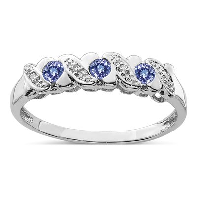 Sterling Silver Tanzanite & Diamond Ring