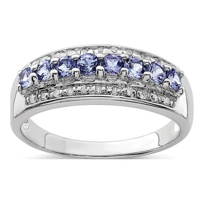 Sterling Silver 0.09 ct tw Tanzanite & Diamond Ring