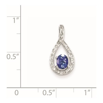 Sterling Silver 1/20 ct tw Tanzanite & Diamond Pendant – view 4