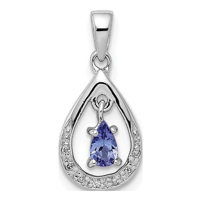 Sterling Silver Tanzanite & Diamond Pendant