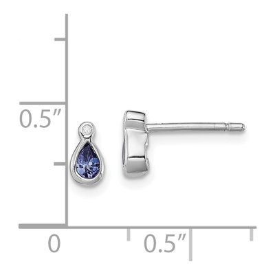 Sterling Silver Pear Tanzanite & Diamond Stud Earrings – view 5