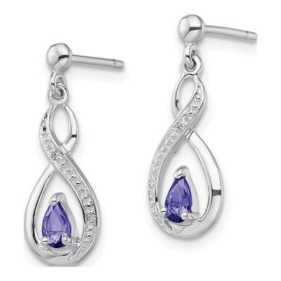 Sterling Silver Tanzanite & Diamond Dangle Earrings – view 3