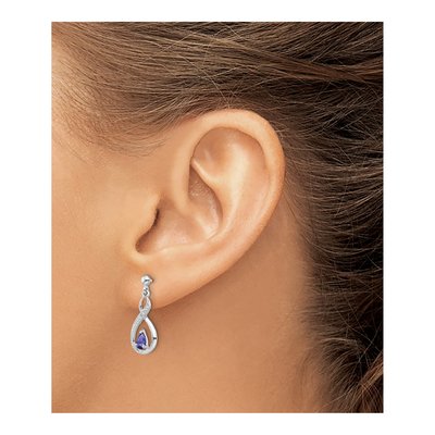 Sterling Silver Tanzanite & Diamond Dangle Earrings – view 4