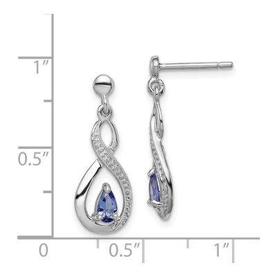 Sterling Silver Tanzanite & Diamond Dangle Earrings – view 5