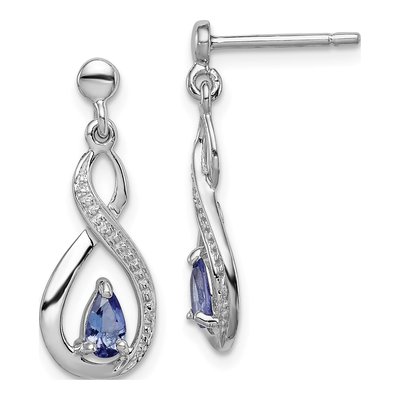 Sterling Silver Tanzanite & Diamond Dangle Earrings