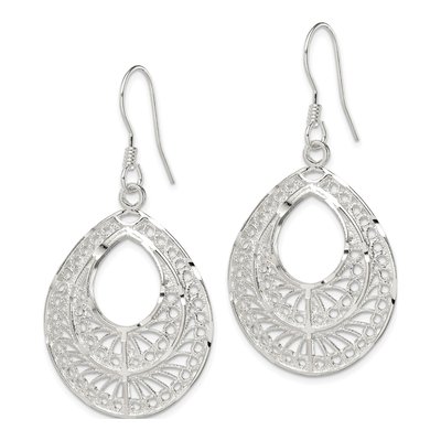 Sterling Silver Filigree Teardrop Dangle Earrings – view 3
