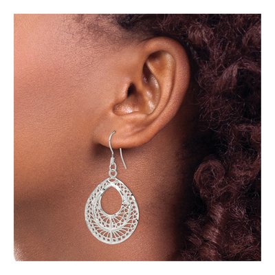 Sterling Silver Filigree Teardrop Dangle Earrings – view 4