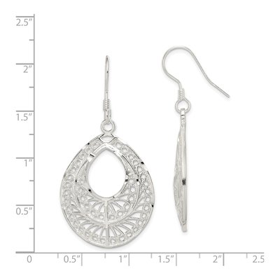 Sterling Silver Filigree Teardrop Dangle Earrings – view 5