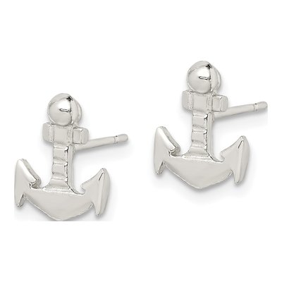 Sterling Silver Anchor Mini Stud Earrings – view 3