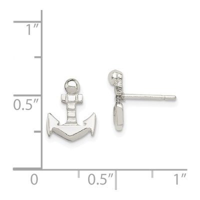 Sterling Silver Anchor Mini Stud Earrings – view 5