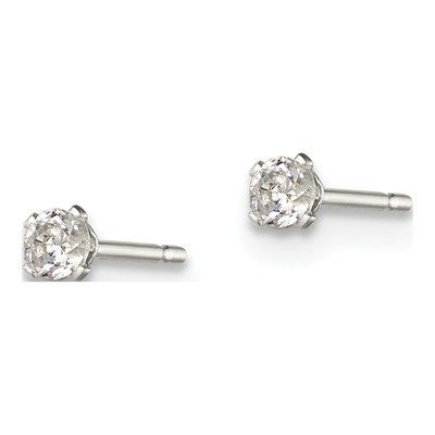 Sterling Silver 2.5mm Round CZ Girls' Stud Earrings – view 3