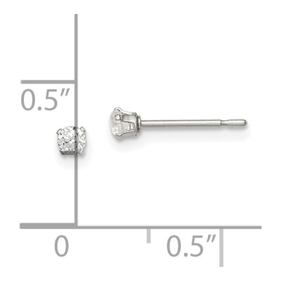 Sterling Silver 2.5mm Round CZ Girls' Stud Earrings – view 5