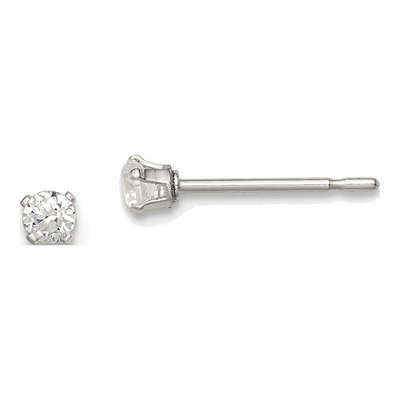 Sterling Silver 2.5mm Round CZ Girls' Stud Earrings