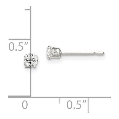 Sterling Silver 3mm Round CZ Girls' Stud Earrings – view 6