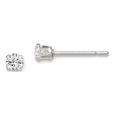 Sterling Silver 3mm Round CZ Girls' Stud Earrings