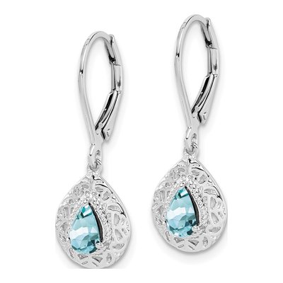 Sterling Silver Aquamarine Leverback Earrings – view 3