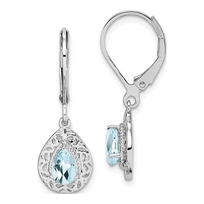 Sterling Silver Aquamarine Leverback Earrings