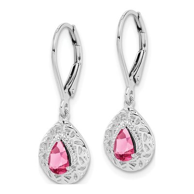Sterling Silver Pink Tourmaline Leverback Earrings – view 3