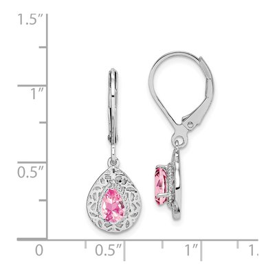 Sterling Silver Pink Tourmaline Leverback Earrings – view 5