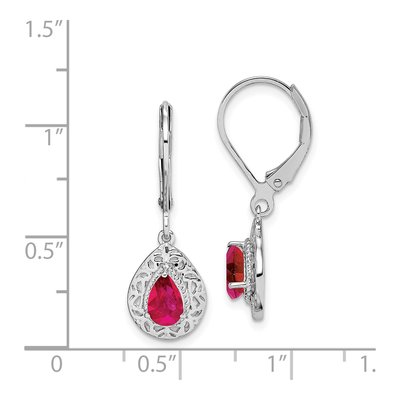 Sterling Silver Ruby Teardrop Leverback Earrings – view 5