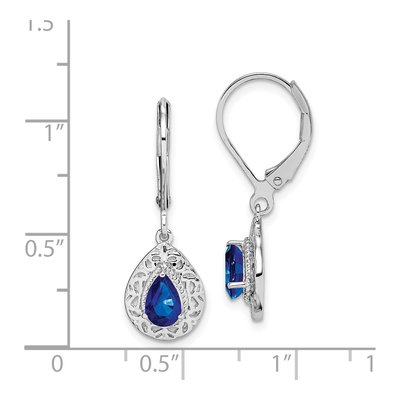 Sterling Silver Sapphire Teardrop Lever Back Leverback Earrings – view 5