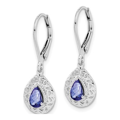Sterling Silver Tanzanite Leverback Earrings – view 3