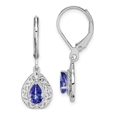 Sterling Silver Tanzanite Leverback Earrings