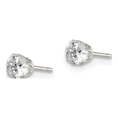 Sterling Silver 4mm Round CZ Stud Earrings – view 4