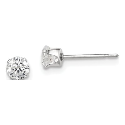Sterling Silver 4mm Round CZ Stud Earrings