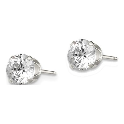 Sterling Silver 5mm CZ Round Stud Earrings – view 4