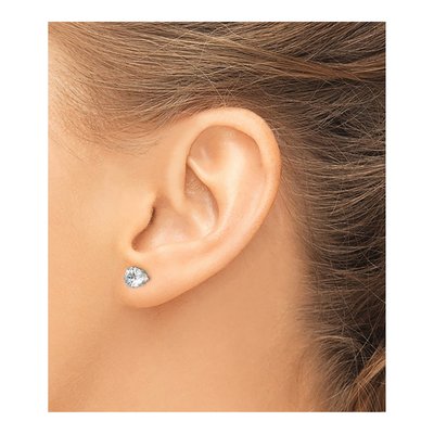Sterling Silver 5mm CZ Round Stud Earrings – view 5