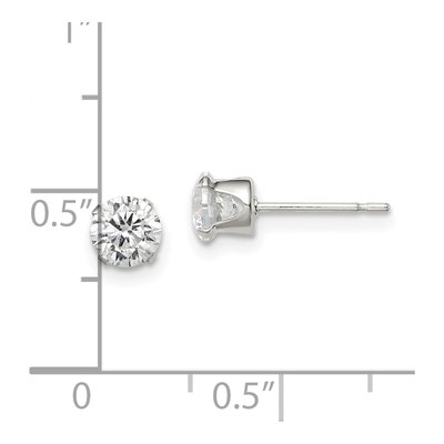 Sterling Silver 5mm CZ Round Stud Earrings – view 6