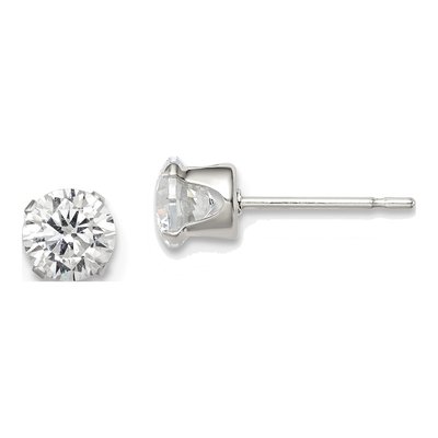 Sterling Silver 5mm CZ Round Stud Earrings