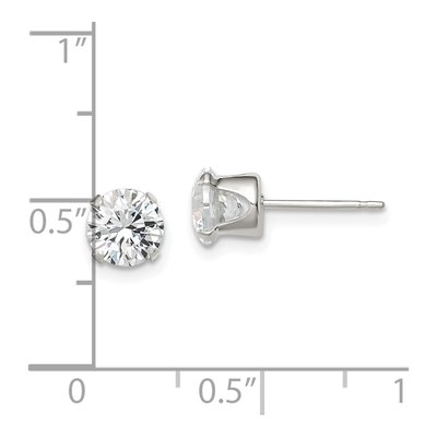 Sterling Silver 6mm Round CZ Stud Earrings – view 6