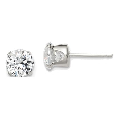 Sterling Silver 6mm Round CZ Stud Earrings